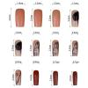 imageBABALAL Long Square Press on Nails Brown Fall Fake Nails Cheetah French Tip Design Y2k Glue ons Nails Heart Pearl Charm Acrylic Nails 24Pcs Handmade Squoval False NailsANB04