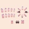 imageBABALAL Long Square Press on Nails Brown Fall Fake Nails Cheetah French Tip Design Y2k Glue ons Nails Heart Pearl Charm Acrylic Nails 24Pcs Handmade Squoval False NailsANB05leopard