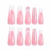 imageBABALAL Long Square Press on Nails Brown Fall Fake Nails Cheetah French Tip Design Y2k Glue ons Nails Heart Pearl Charm Acrylic Nails 24Pcs Handmade Squoval False NailsANB17
