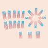 imageBABALAL Long Square Press on Nails Brown Fall Fake Nails Cheetah French Tip Design Y2k Glue ons Nails Heart Pearl Charm Acrylic Nails 24Pcs Handmade Squoval False NailsANB05