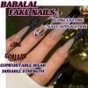 imageBABALAL Long Square Press on Nails Brown Fall Fake Nails Cheetah French Tip Design Y2k Glue ons Nails Heart Pearl Charm Acrylic Nails 24Pcs Handmade Squoval False NailsANB04heart