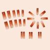 imageBABALAL Long Square Press on Nails Brown Fall Fake Nails Cheetah French Tip Design Y2k Glue ons Nails Heart Pearl Charm Acrylic Nails 24Pcs Handmade Squoval False NailsANB06