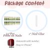 imageBABALAL Long Square Press on Nails Brown Fall Fake Nails Cheetah French Tip Design Y2k Glue ons Nails Heart Pearl Charm Acrylic Nails 24Pcs Handmade Squoval False NailsANB02