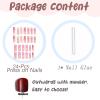imageBABALAL Long Square Press on Nails Brown Fall Fake Nails Cheetah French Tip Design Y2k Glue ons Nails Heart Pearl Charm Acrylic Nails 24Pcs Handmade Squoval False NailsANB01