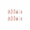 imageBABALAL Long Square Press on Nails Brown Fall Fake Nails Cheetah French Tip Design Y2k Glue ons Nails Heart Pearl Charm Acrylic Nails 24Pcs Handmade Squoval False NailsANB19