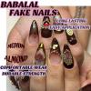 imageBABALAL Press on Nails Almond Medium Fake Nails Orange Glue on Nails 3D Water Ripple Acrylic Nail Design 24Pcs Summer False NailsFNn01Brown