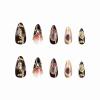 imageBABALAL Press on Nails Almond Medium Fake Nails Orange Glue on Nails 3D Water Ripple Acrylic Nail Design 24Pcs Summer False NailsFNn01Brown