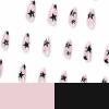 imageBABALAL Press on Nails Almond Medium Fake Nails Orange Glue on Nails 3D Water Ripple Acrylic Nail Design 24Pcs Summer False NailsFNn01star