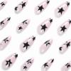 imageBABALAL Press on Nails Almond Medium Fake Nails Orange Glue on Nails 3D Water Ripple Acrylic Nail Design 24Pcs Summer False NailsFNn01star