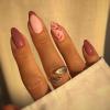 imageBABALAL Press on Nails Almond Medium Fake Nails Orange Glue on Nails 3D Water Ripple Acrylic Nail Design 24Pcs Summer False NailsFNn02brown