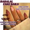 imageBABALAL Press on Nails Almond Medium Fake Nails Orange Glue on Nails 3D Water Ripple Acrylic Nail Design 24Pcs Summer False NailsFNn02brown