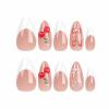 imageBABALAL Press on Nails Almond Medium Fake Nails Orange Glue on Nails 3D Water Ripple Acrylic Nail Design 24Pcs Summer False NailsFNn02cherry