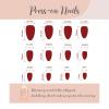 imageBABALAL Press on Nails Almond Medium Fake Nails Orange Glue on Nails 3D Water Ripple Acrylic Nail Design 24Pcs Summer False NailsFNn02cherry