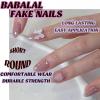 imageBABALAL Press on Nails Almond Medium Fake Nails Orange Glue on Nails 3D Water Ripple Acrylic Nail Design 24Pcs Summer False NailsFNn03bow