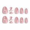 imageBABALAL Press on Nails Almond Medium Fake Nails Orange Glue on Nails 3D Water Ripple Acrylic Nail Design 24Pcs Summer False NailsFNn03bow