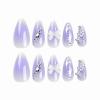 imageBABALAL Press on Nails Almond Medium Fake Nails Orange Glue on Nails 3D Water Ripple Acrylic Nail Design 24Pcs Summer False NailsFNn03purple