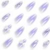imageBABALAL Press on Nails Almond Medium Fake Nails Orange Glue on Nails 3D Water Ripple Acrylic Nail Design 24Pcs Summer False NailsFNn03purple
