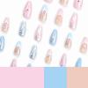 imageBABALAL Press on Nails Almond Medium Fake Nails Orange Glue on Nails 3D Water Ripple Acrylic Nail Design 24Pcs Summer False NailsFNn04heart