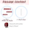 imageBABALAL Press on Nails Almond Medium Fake Nails Orange Glue on Nails 3D Water Ripple Acrylic Nail Design 24Pcs Summer False NailsFNn04red