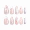 imageBABALAL Press on Nails Almond Medium Fake Nails Orange Glue on Nails 3D Water Ripple Acrylic Nail Design 24Pcs Summer False NailsFNn04sliver