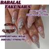 imageBABALAL Press on Nails Almond Medium Fake Nails Orange Glue on Nails 3D Water Ripple Acrylic Nail Design 24Pcs Summer False NailsFNn04sliver