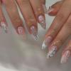 imageBABALAL Press on Nails Almond Medium Fake Nails Orange Glue on Nails 3D Water Ripple Acrylic Nail Design 24Pcs Summer False NailsFNn04sliver