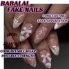 imageBABALAL Press on Nails Almond Medium Fake Nails Orange Glue on Nails 3D Water Ripple Acrylic Nail Design 24Pcs Summer False NailsFNn05flower