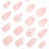 imageBABALAL Press on Nails Almond Medium Fake Nails Orange Glue on Nails 3D Water Ripple Acrylic Nail Design 24Pcs Summer False NailsFNn05flower