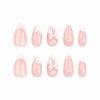 imageBABALAL Press on Nails Almond Medium Fake Nails Orange Glue on Nails 3D Water Ripple Acrylic Nail Design 24Pcs Summer False NailsFNn05flower