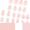 imageBABALAL Press on Nails Almond Medium Fake Nails Orange Glue on Nails 3D Water Ripple Acrylic Nail Design 24Pcs Summer False NailsFNn05flower