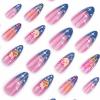 imageBABALAL Press on Nails Almond Medium Fake Nails Orange Glue on Nails 3D Water Ripple Acrylic Nail Design 24Pcs Summer False NailsFNn05kitten