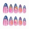 imageBABALAL Press on Nails Almond Medium Fake Nails Orange Glue on Nails 3D Water Ripple Acrylic Nail Design 24Pcs Summer False NailsFNn05kitten