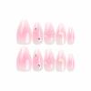 imageBABALAL Press on Nails Almond Medium Fake Nails Orange Glue on Nails 3D Water Ripple Acrylic Nail Design 24Pcs Summer False NailsFNn05pink