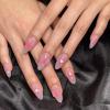 imageBABALAL Press on Nails Almond Medium Fake Nails Orange Glue on Nails 3D Water Ripple Acrylic Nail Design 24Pcs Summer False NailsFNn05pink