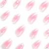 imageBABALAL Press on Nails Almond Medium Fake Nails Orange Glue on Nails 3D Water Ripple Acrylic Nail Design 24Pcs Summer False NailsFNn05pink