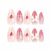 imageBABALAL Press on Nails Almond Medium Fake Nails Orange Glue on Nails 3D Water Ripple Acrylic Nail Design 24Pcs Summer False NailsFNn06bow