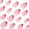 imageBABALAL Press on Nails Almond Medium Fake Nails Orange Glue on Nails 3D Water Ripple Acrylic Nail Design 24Pcs Summer False NailsFNn06heart