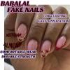imageBABALAL Press on Nails Almond Medium Fake Nails Orange Glue on Nails 3D Water Ripple Acrylic Nail Design 24Pcs Summer False NailsFNn06heart