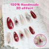 imageBABALAL Press on Nails Almond Medium Fake Nails Orange Glue on Nails 3D Water Ripple Acrylic Nail Design 24Pcs Summer False NailsFNn06sliver