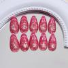 imageBABALAL Press on Nails Almond Medium Fake Nails Orange Glue on Nails 3D Water Ripple Acrylic Nail Design 24Pcs Summer False NailsFNn07bow
