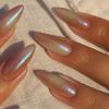 imageBABALAL Press on Nails Almond Medium Fake Nails Orange Glue on Nails 3D Water Ripple Acrylic Nail Design 24Pcs Summer False NailsFNn09pink