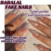 imageBABALAL Press on Nails Almond Medium Fake Nails Orange Glue on Nails 3D Water Ripple Acrylic Nail Design 24Pcs Summer False NailsFNn09pink