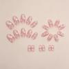 imageBABALAL Press on Nails Almond Medium Fake Nails Orange Glue on Nails 3D Water Ripple Acrylic Nail Design 24Pcs Summer False NailsFNn10pink
