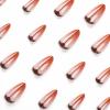 imageBABALAL Press on Nails Almond Medium Fake Nails Orange Glue on Nails 3D Water Ripple Acrylic Nail Design 24Pcs Summer False NailsFNn16brown