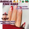 imageBABALAL Press on Nails Almond Medium Fake Nails Orange Glue on Nails 3D Water Ripple Acrylic Nail Design 24Pcs Summer False NailsFNn20xmas