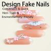 imageBABALAL Square Press on Nails Long Fake Nails Pink French Tip Glue on Nails 3d Flower Butterfly Rhinestone Charm Design Acrylic Nails 24Pcs Manicure Squoval False NailsFnm06pink