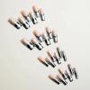 imageBABALAL Square Press on Nails Long Fake Nails Pink French Tip Glue on Nails 3d Flower Butterfly Rhinestone Charm Design Acrylic Nails 24Pcs Manicure Squoval False NailsFnm09black
