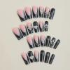imageBABALAL Square Press on Nails Long Fake Nails Pink French Tip Glue on Nails 3d Flower Butterfly Rhinestone Charm Design Acrylic Nails 24Pcs Manicure Squoval False NailsFnm03black