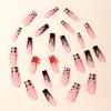 imageBABALAL Square Press on Nails Long Fake Nails Pink French Tip Glue on Nails 3d Flower Butterfly Rhinestone Charm Design Acrylic Nails 24Pcs Manicure Squoval False NailsFnm08cheetah
