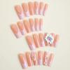 imageBABALAL Square Press on Nails Long Fake Nails Pink French Tip Glue on Nails 3d Flower Butterfly Rhinestone Charm Design Acrylic Nails 24Pcs Manicure Squoval False NailsFnm06pink